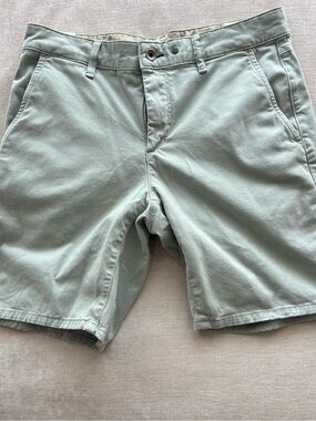 rag & bone Light Sage Flat-Front Cotton Shorts